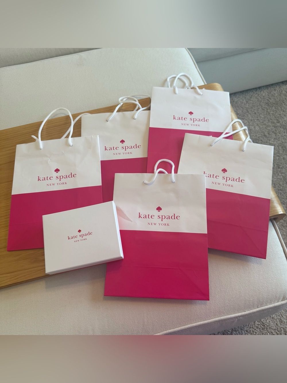 kate spade Pink and White Gift Bag & Box Set bridal shower party decor